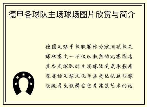 德甲各球队主场球场图片欣赏与简介
